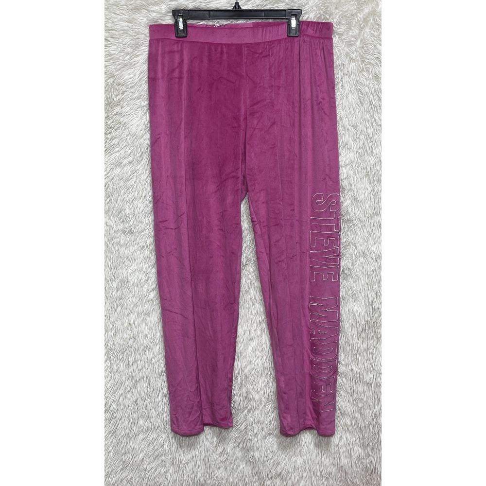 Steve Madden‎ Pajama Pants Size XL Pink Velour